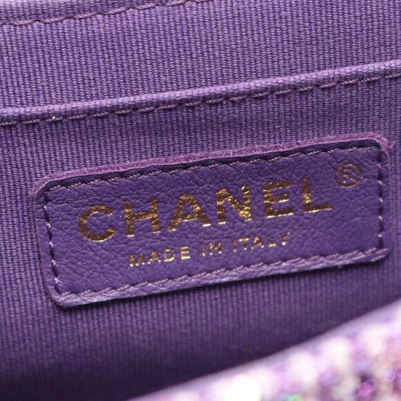 Chanel Matelasse top handle shoulder bag, fabric, women's, purple - Picture 4 of 9
